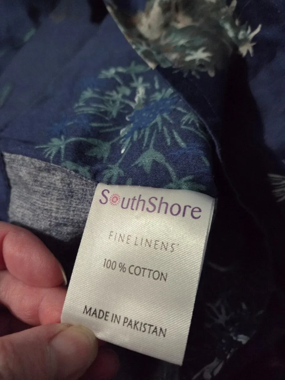 SouthShore Fine Linens King Duvet Cover Set Floral Dandelion Navy Blue 3 Pc